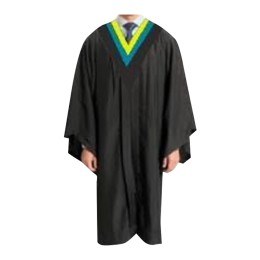 訂做基督教國際培訓中心畢業袍  基督教本科文憑畢業袍  黃色邊&土耳其藍畢業披肩  設計黑色畢業袍 DA594 訂做基督教國際培訓中心畢業袍  基督教本科文憑畢業袍  黃色邊&土耳其藍畢業披肩  設計黑色畢業袍 DA594